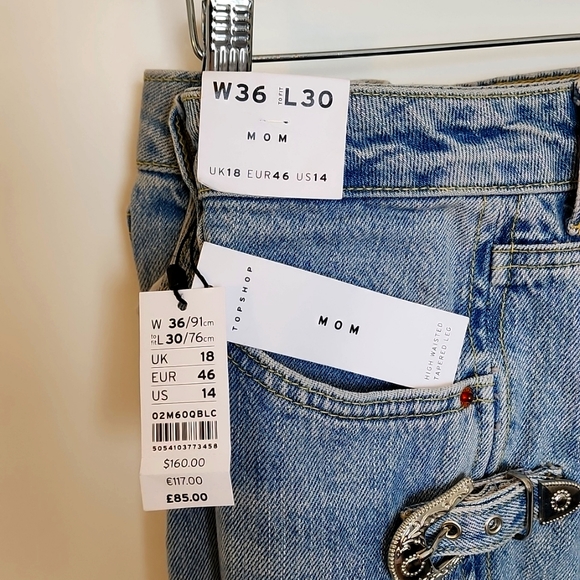 NWT TOPSHOP buckled leg mom jean - Picture 3 of 11